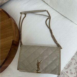 Yves Saint Laurent Taupe Quilted Crossbody Bag